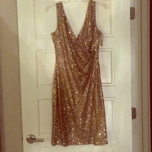 Size 12 Lauren Ralph Lauren gold sequin dress